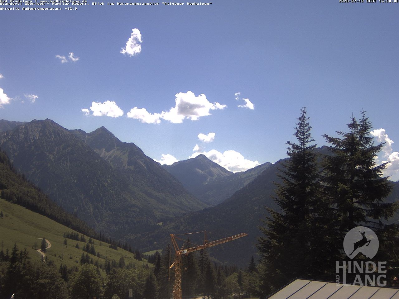 Archived image Webcam Kids hotel Oberjoch: view at the nature reseve "Allgäuer Hochalpen"