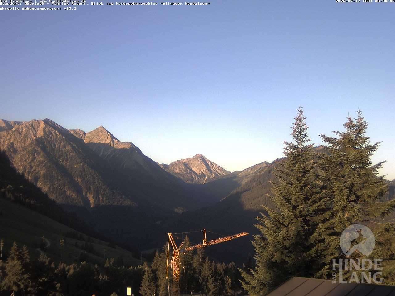 Archived image Webcam Kids hotel Oberjoch: view at the nature reseve "Allgäuer Hochalpen"