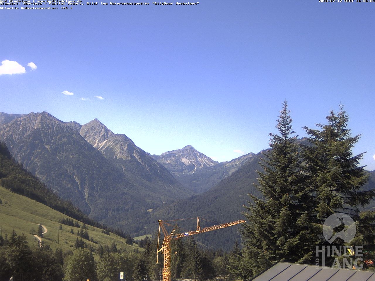 Archived image Webcam Kids hotel Oberjoch: view at the nature reseve "Allgäuer Hochalpen"