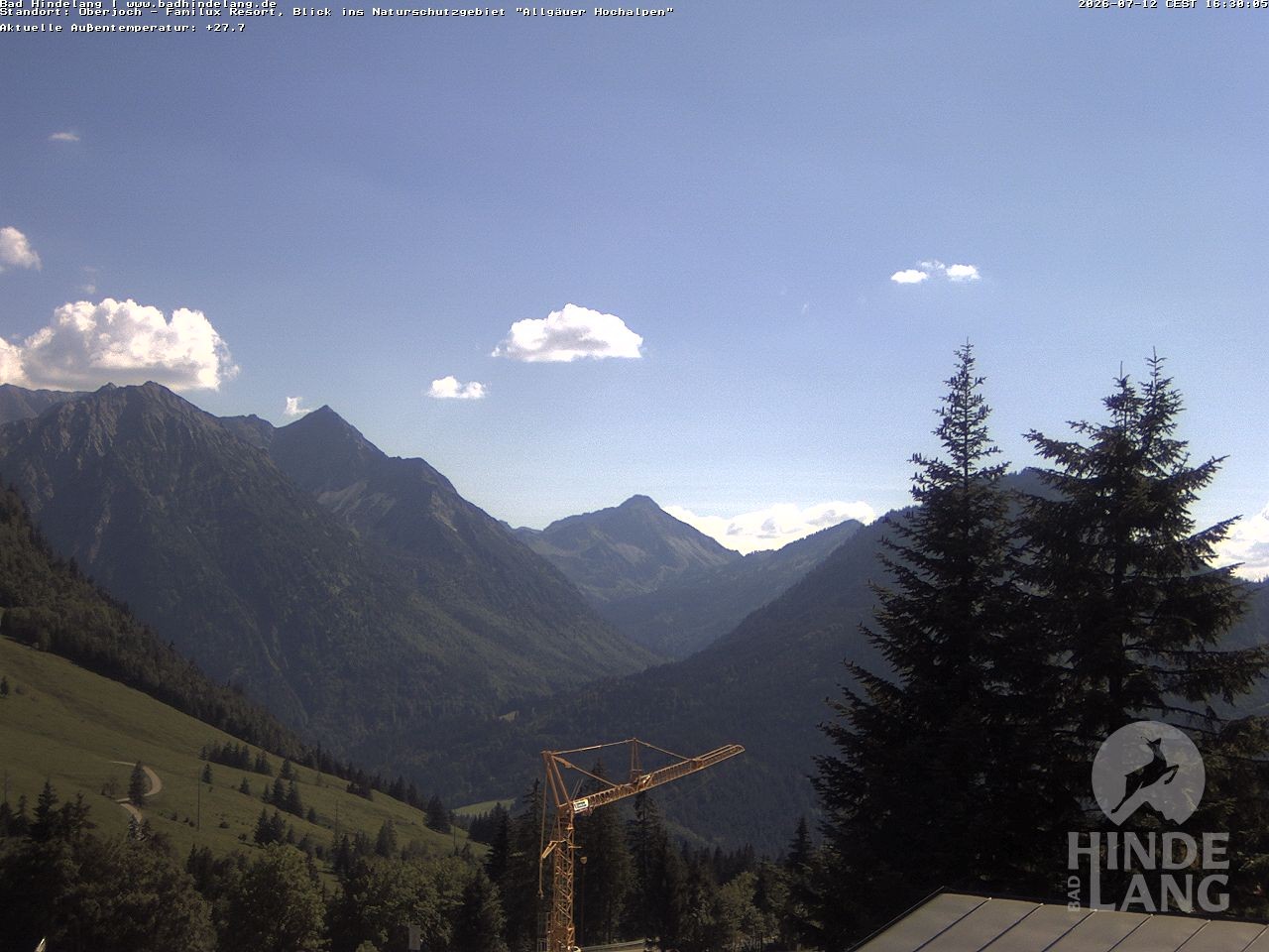 Archived image Webcam Kids hotel Oberjoch: view at the nature reseve "Allgäuer Hochalpen"