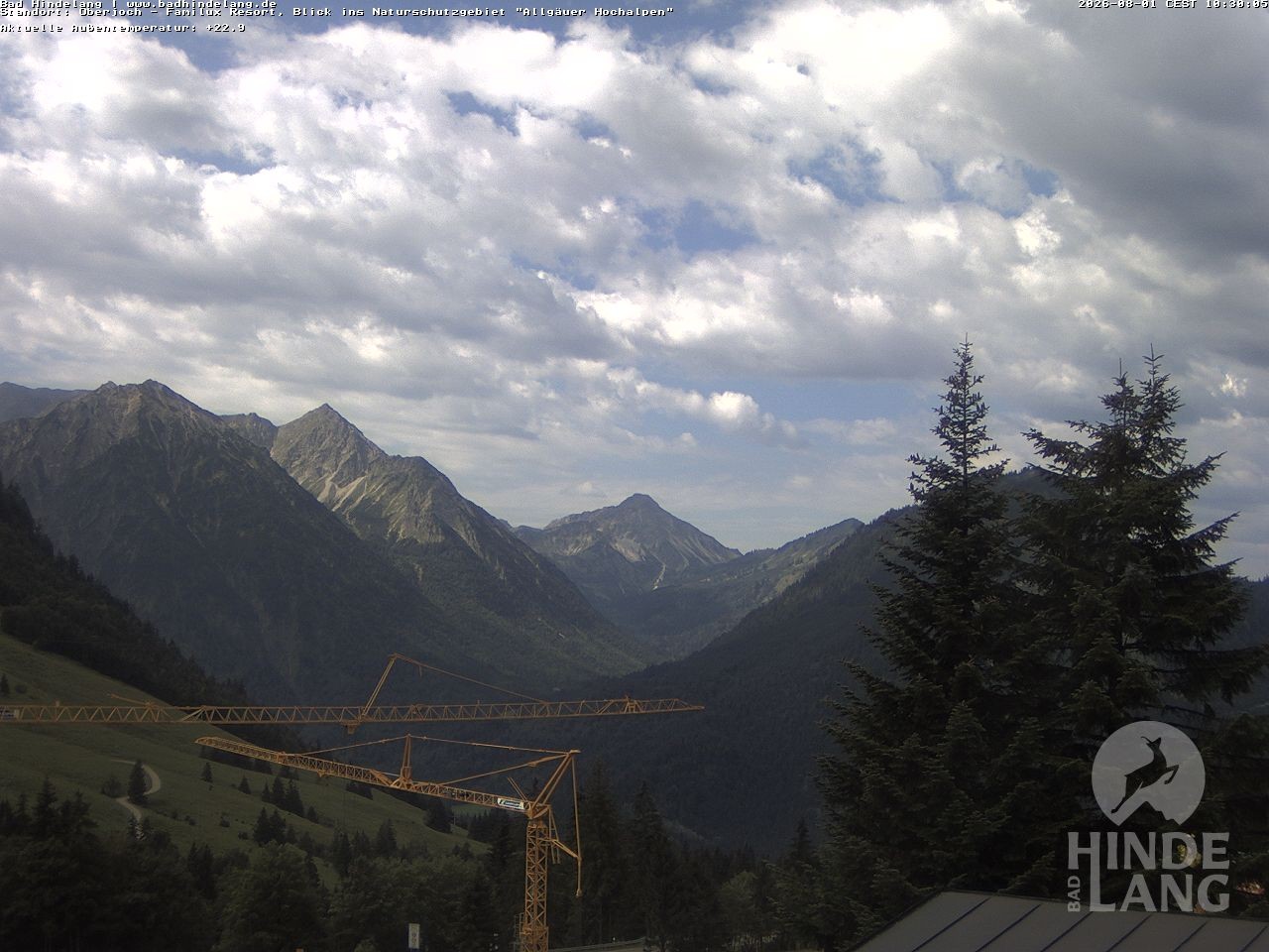 Archived image Webcam Kids hotel Oberjoch: view at the nature reseve "Allgäuer Hochalpen"