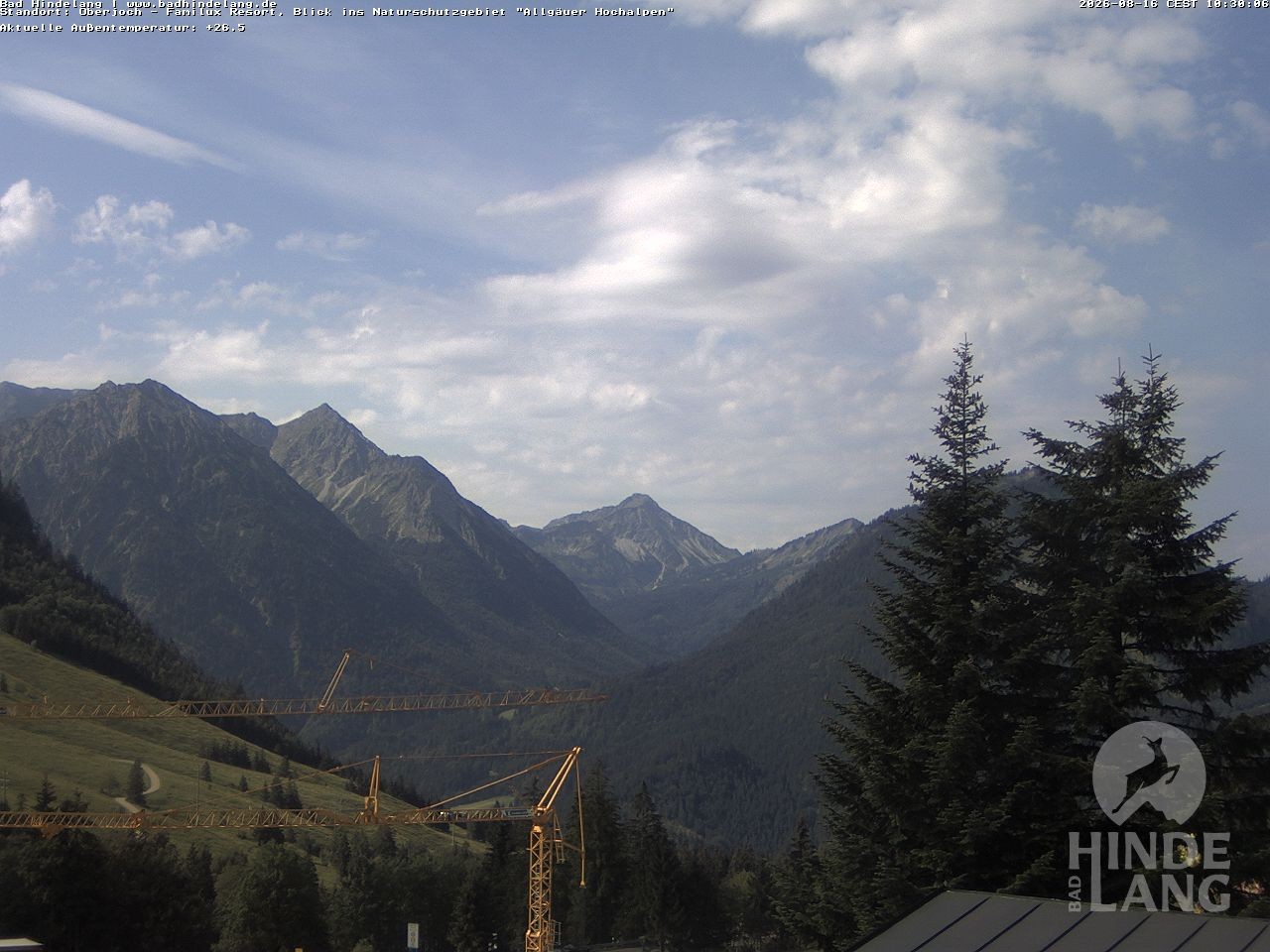 Archived image Webcam Kids hotel Oberjoch: view at the nature reseve "Allgäuer Hochalpen"