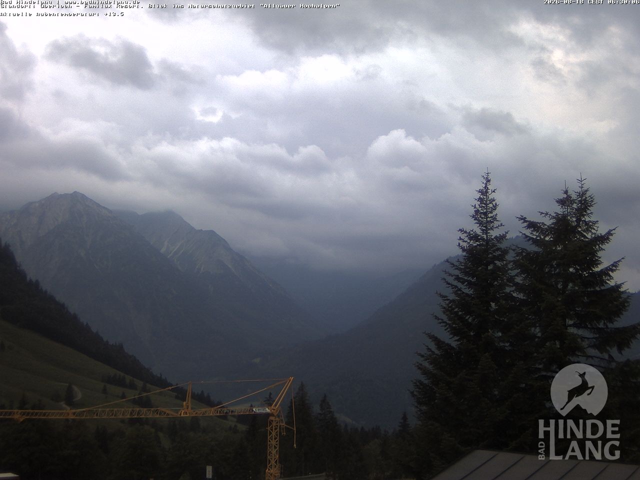 Archived image Webcam Kids hotel Oberjoch: view at the nature reseve "Allgäuer Hochalpen"