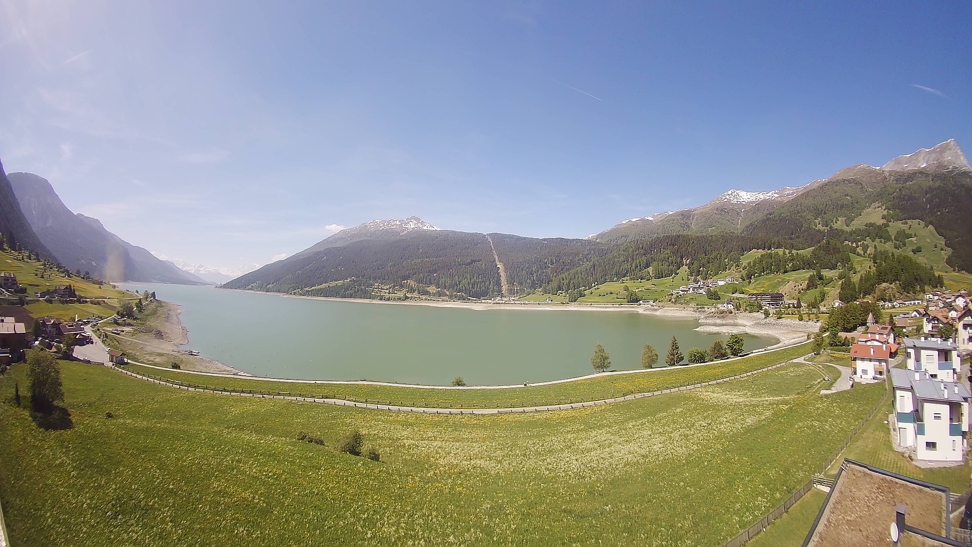 Archiv Foto Webcam Reschen - Blick auf den Reschensee
