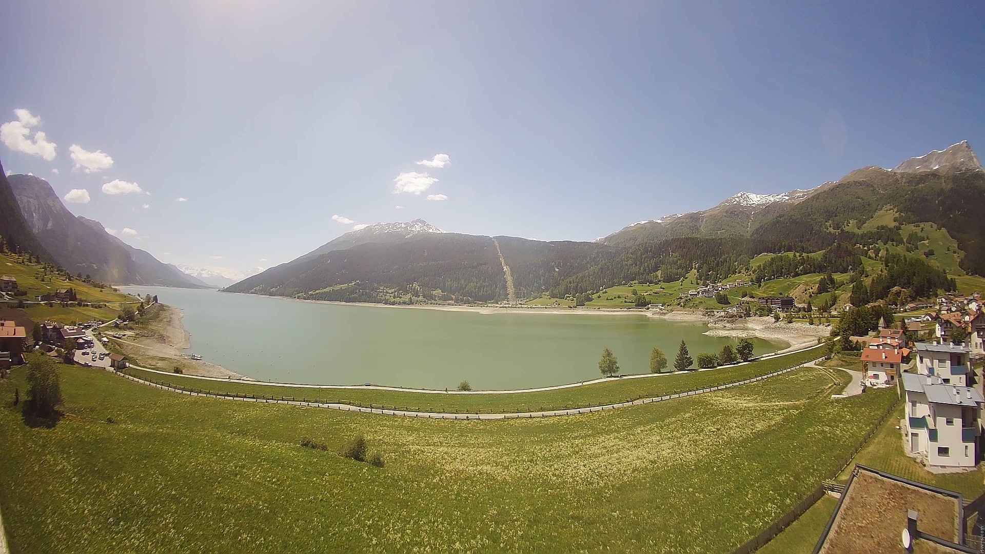 Archiv Foto Webcam Reschen - Blick auf den Reschensee