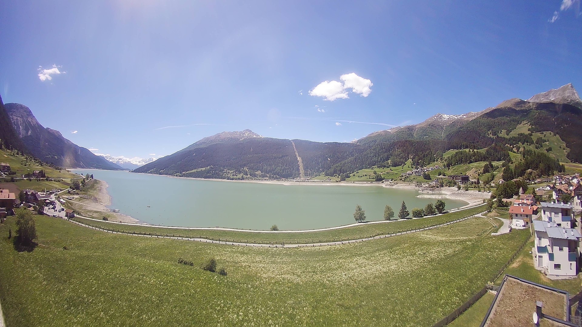 Archiv Foto Webcam Reschen - Blick auf den Reschensee