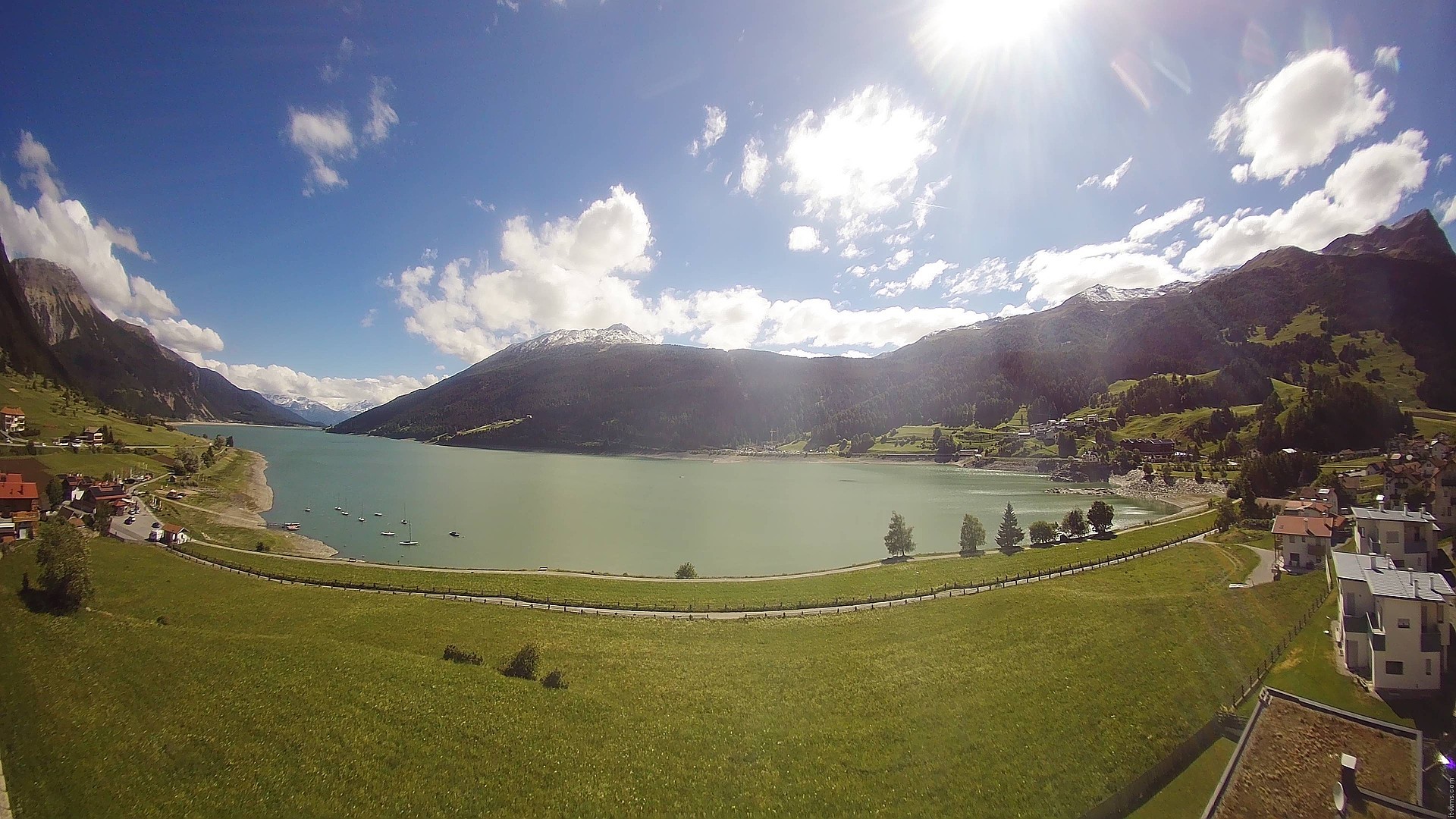 Archiv Foto Webcam Reschen - Blick auf den Reschensee