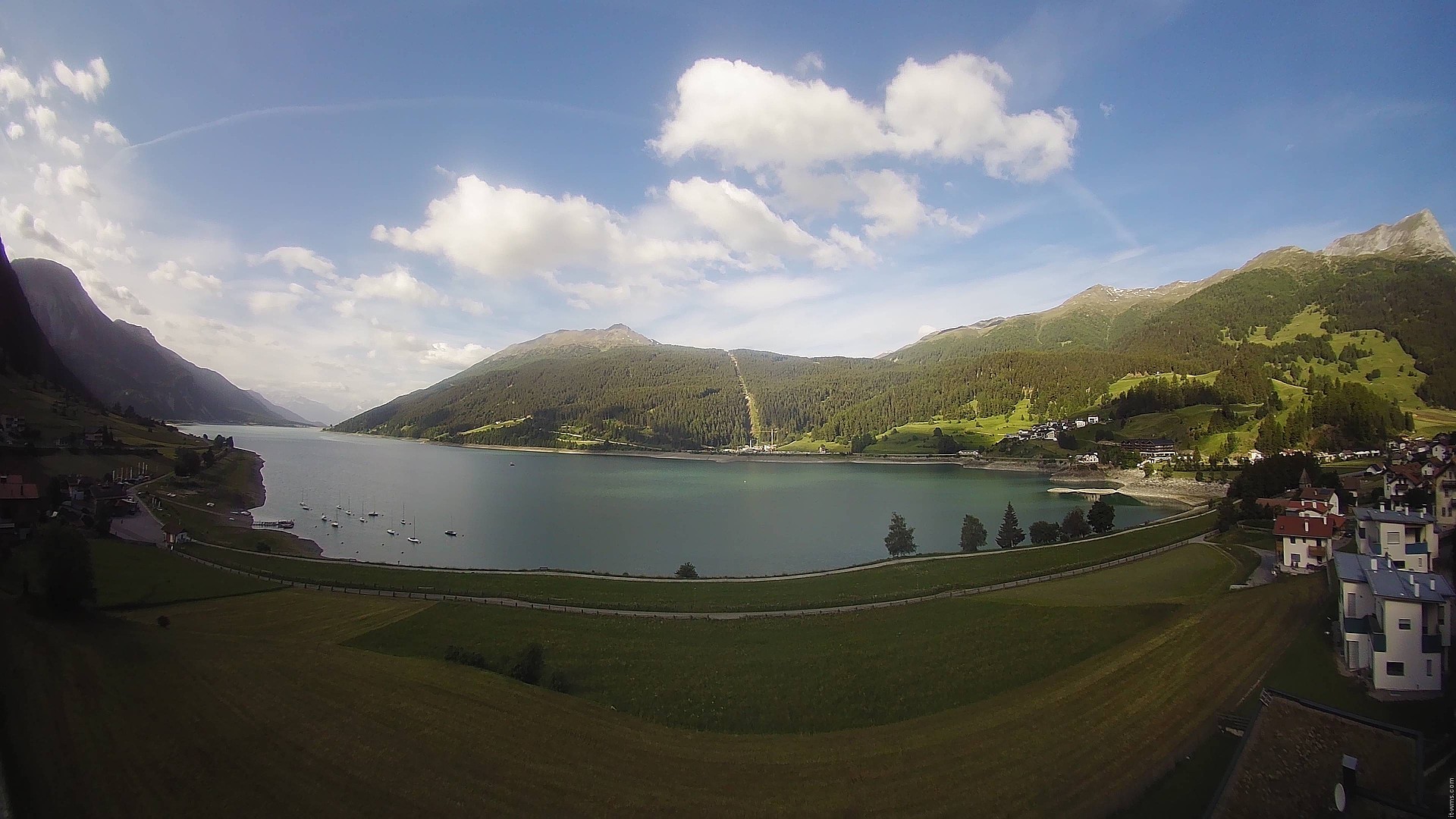 Archiv Foto Webcam Reschen - Blick auf den Reschensee