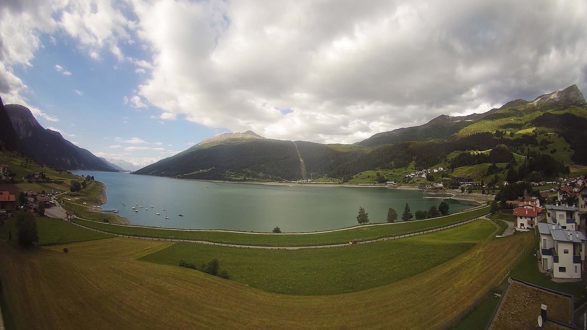Archiv Foto Webcam Reschen - Blick auf den Reschensee