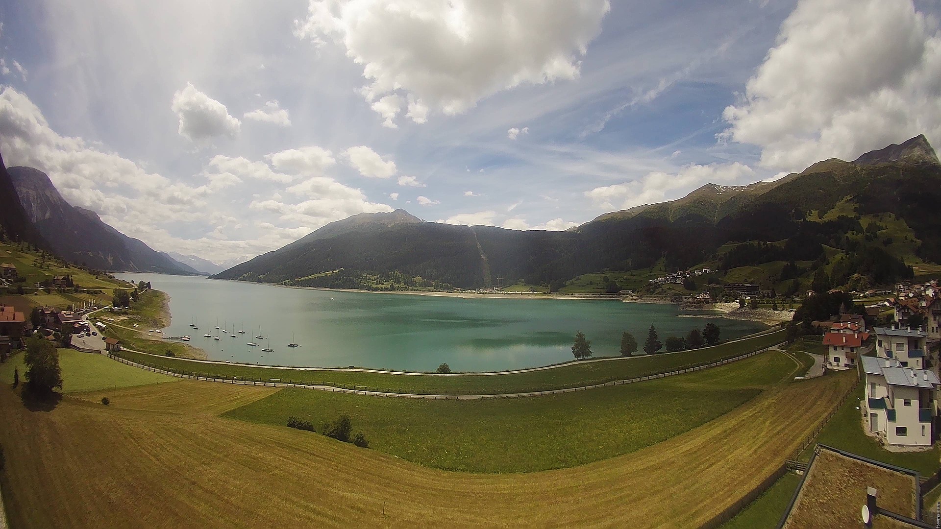 Archiv Foto Webcam Reschen - Blick auf den Reschensee