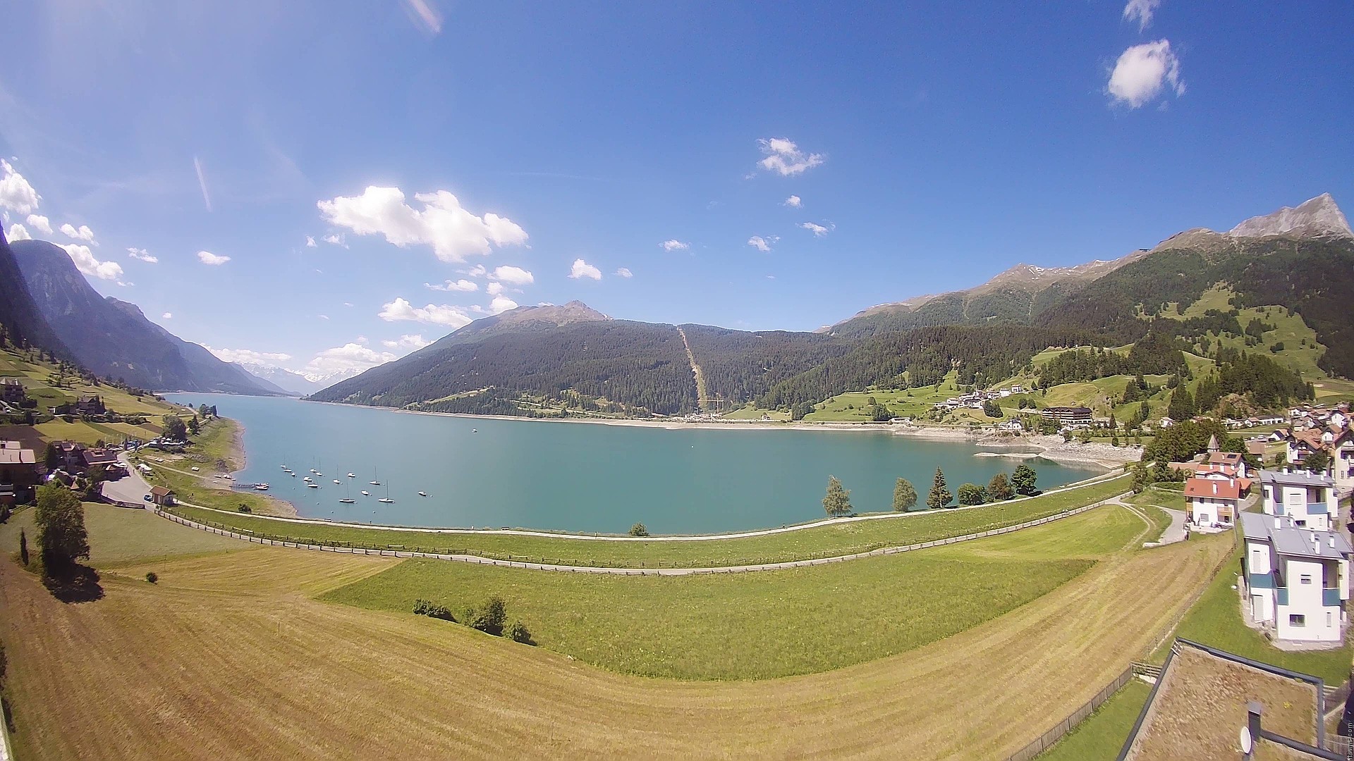 Archiv Foto Webcam Reschen - Blick auf den Reschensee
