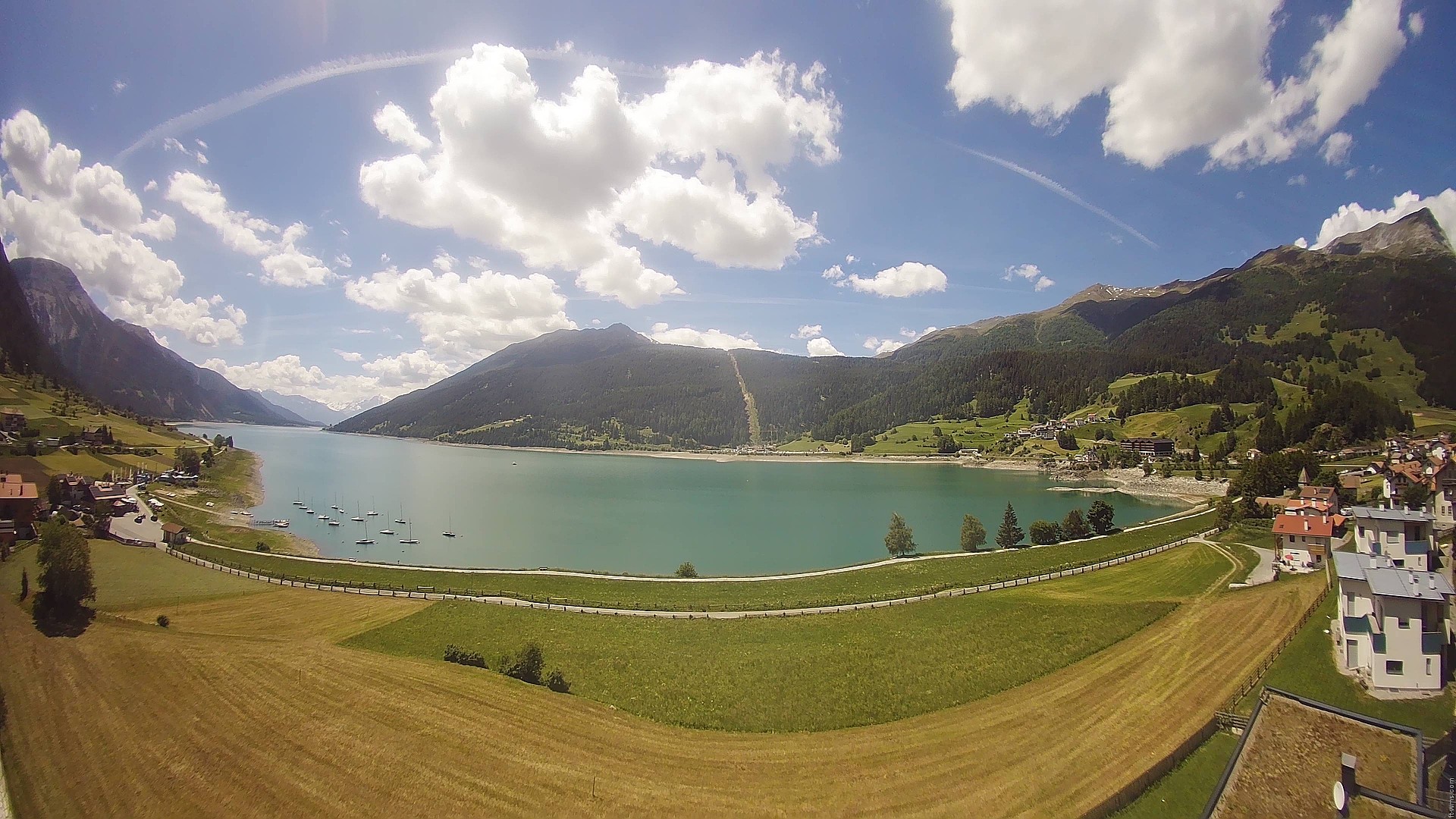 Archiv Foto Webcam Reschen - Blick auf den Reschensee