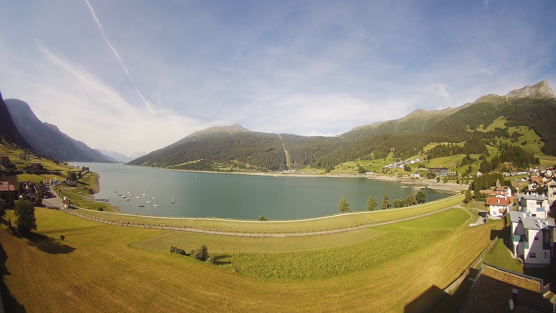 Archiv Foto Webcam Reschen - Blick auf den Reschensee