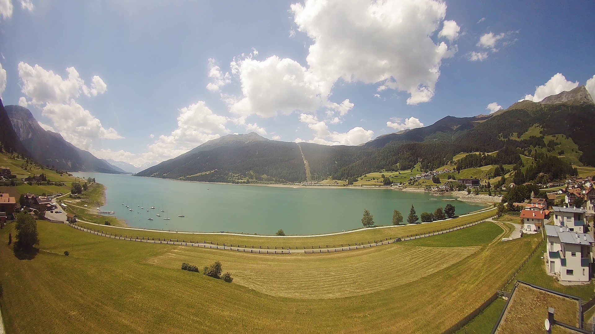 Archiv Foto Webcam Reschen - Blick auf den Reschensee