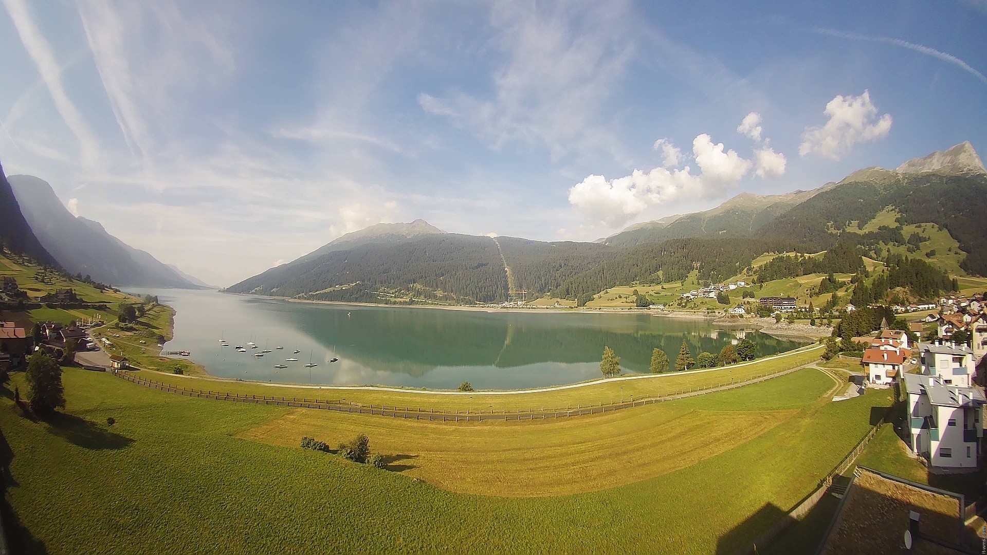 Archiv Foto Webcam Reschen - Blick auf den Reschensee