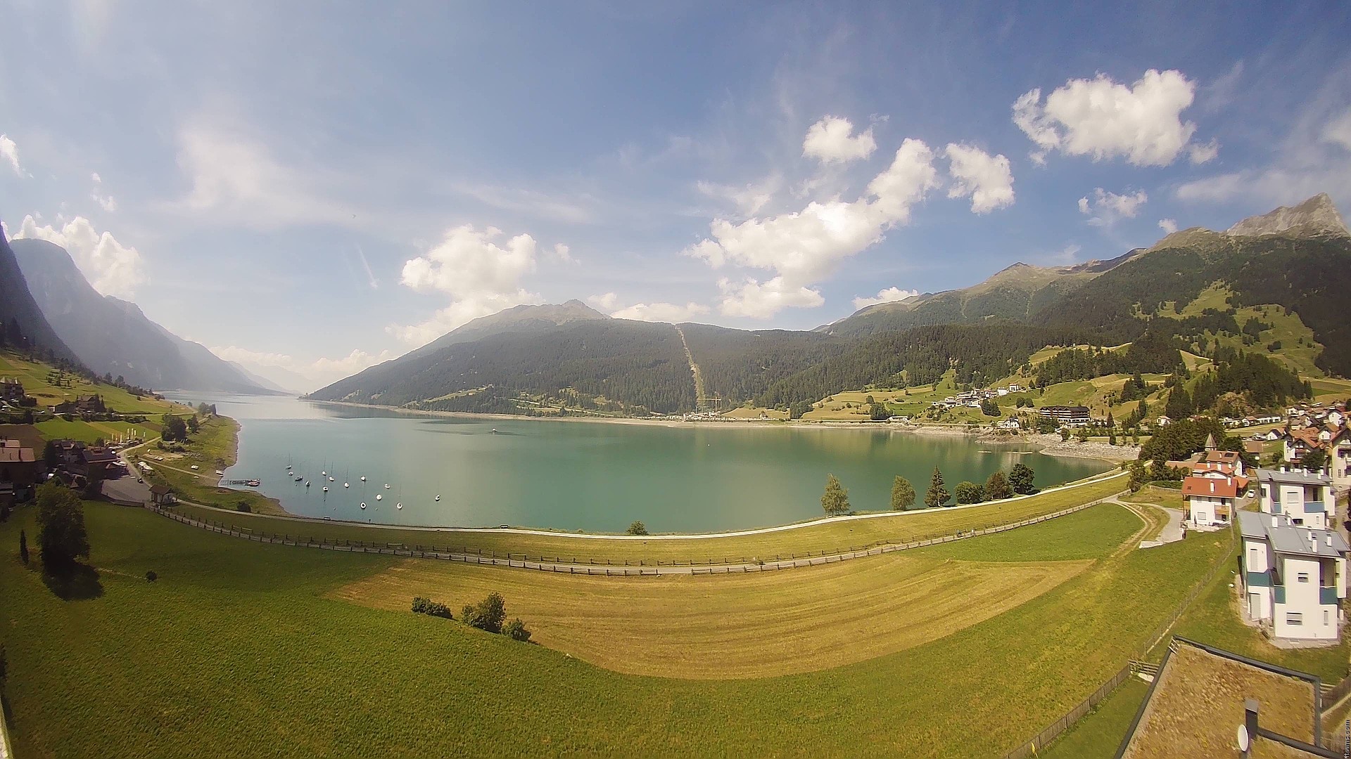 Archiv Foto Webcam Reschen - Blick auf den Reschensee