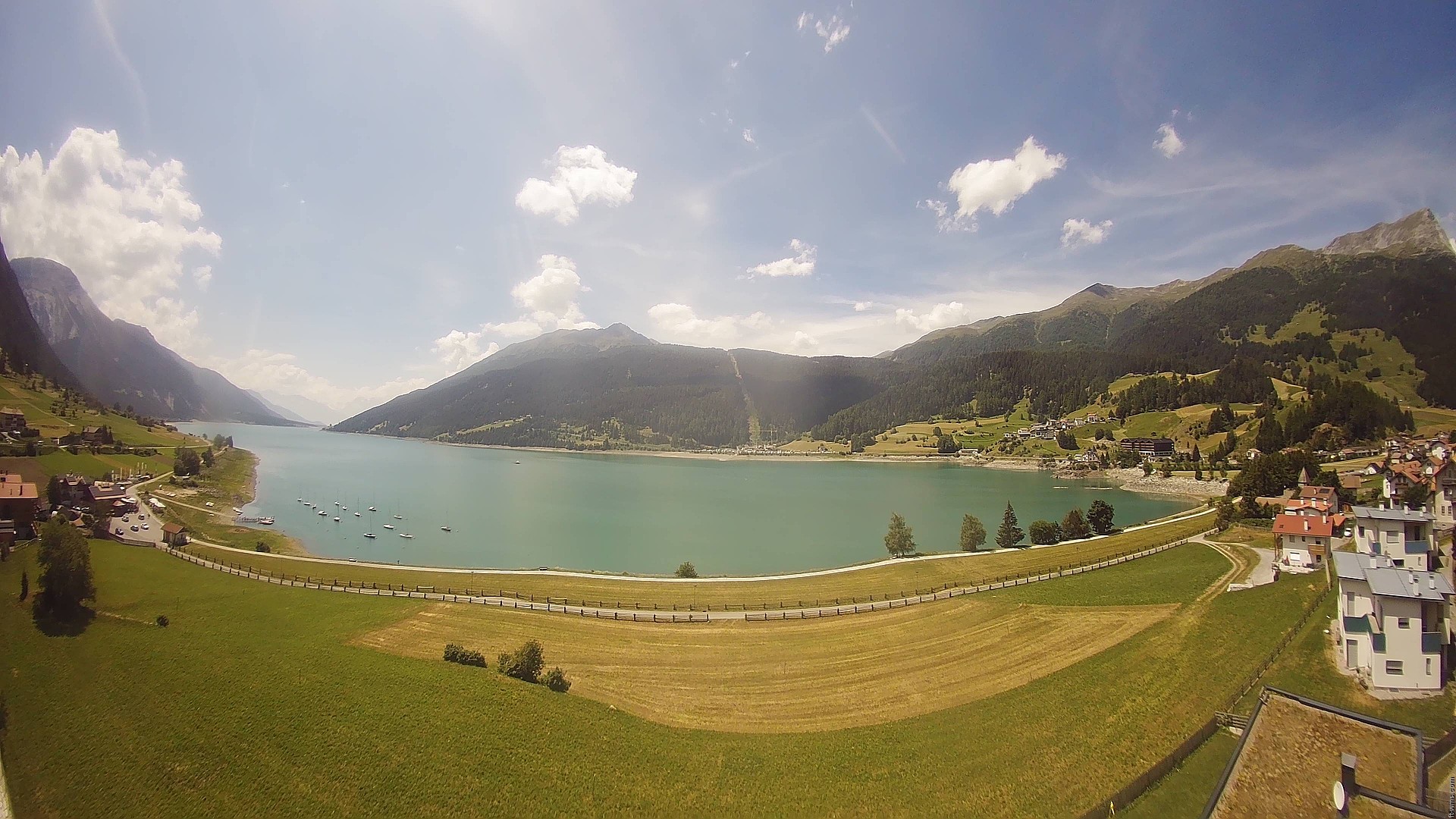 Archiv Foto Webcam Reschen - Blick auf den Reschensee