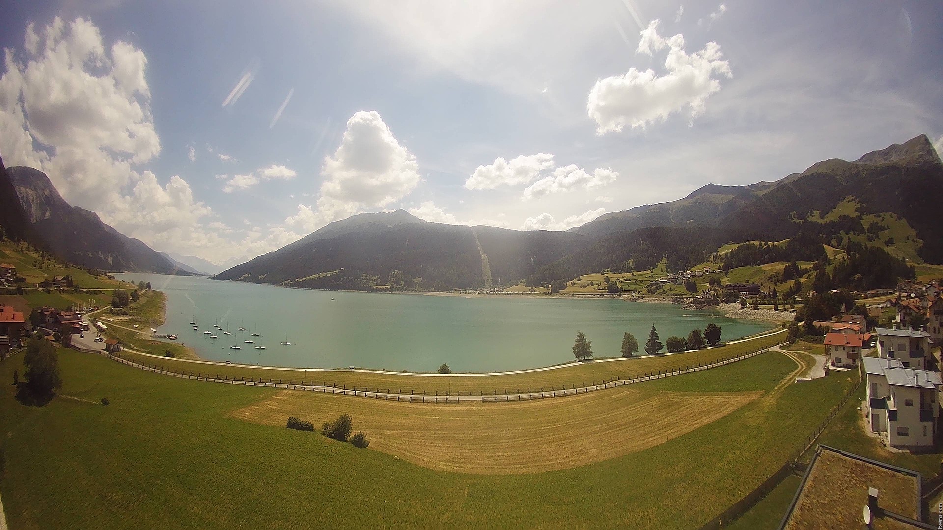 Archiv Foto Webcam Reschen - Blick auf den Reschensee