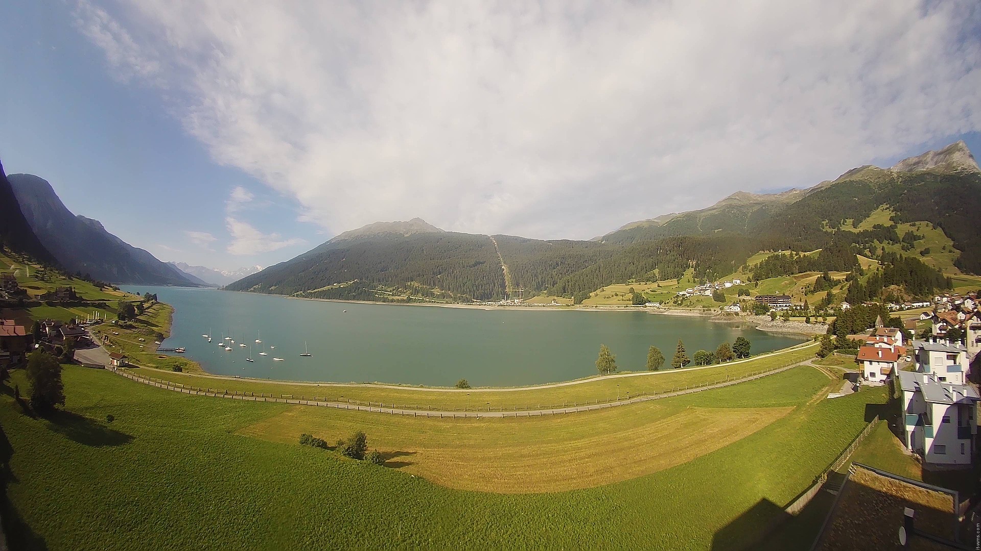 Archiv Foto Webcam Reschen - Blick auf den Reschensee