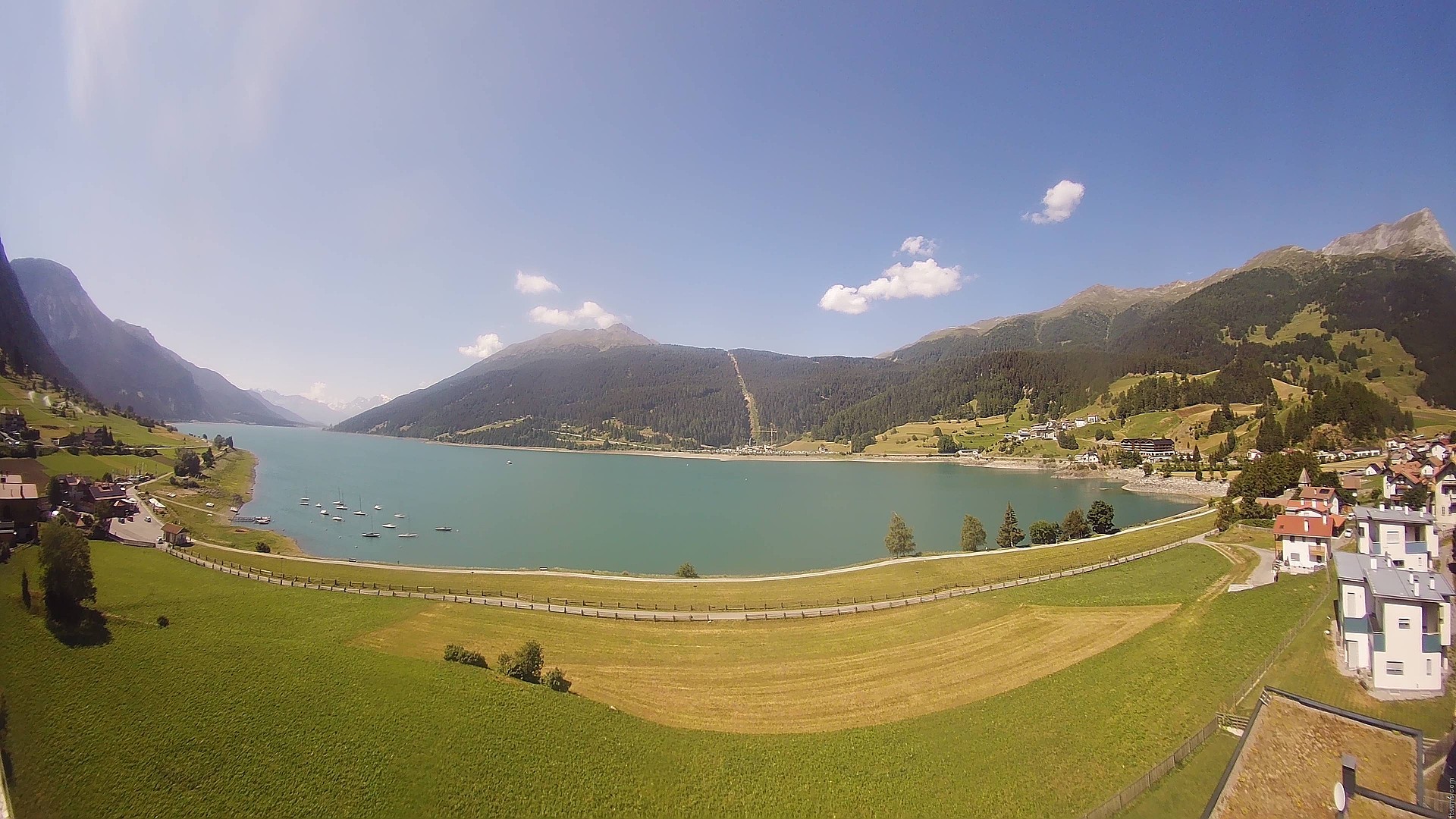 Archiv Foto Webcam Reschen - Blick auf den Reschensee