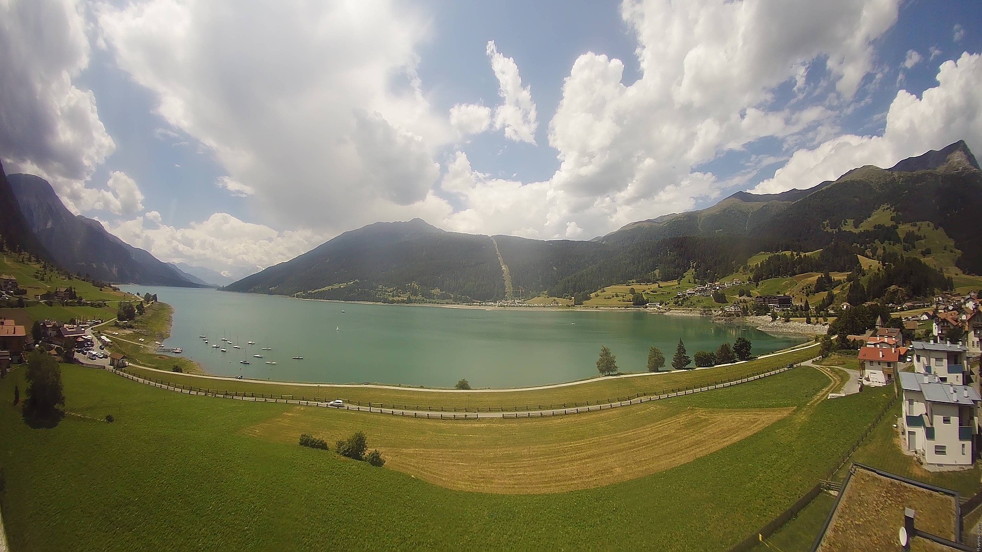 Archiv Foto Webcam Reschen - Blick auf den Reschensee