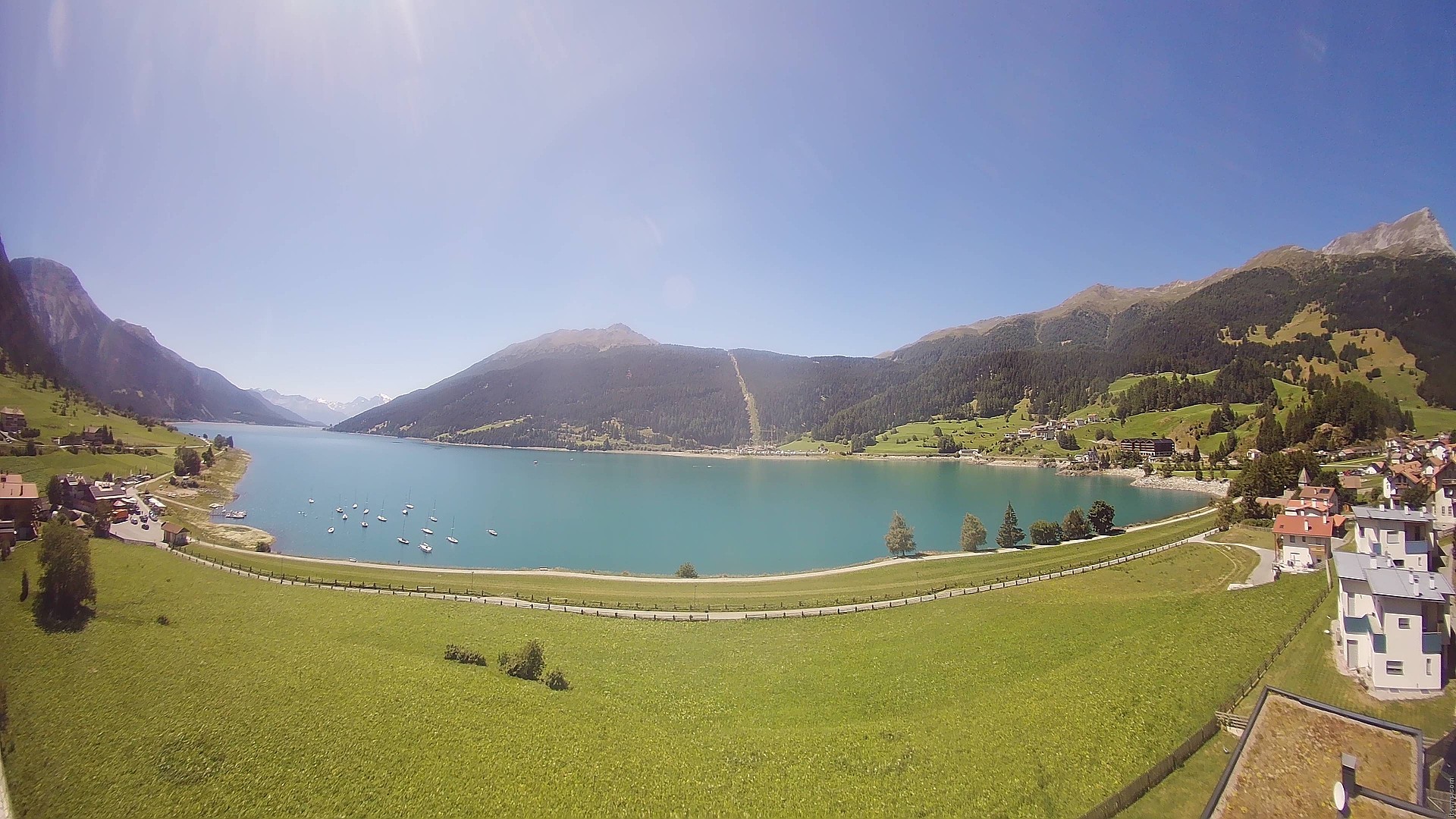 Archiv Foto Webcam Reschen - Blick auf den Reschensee