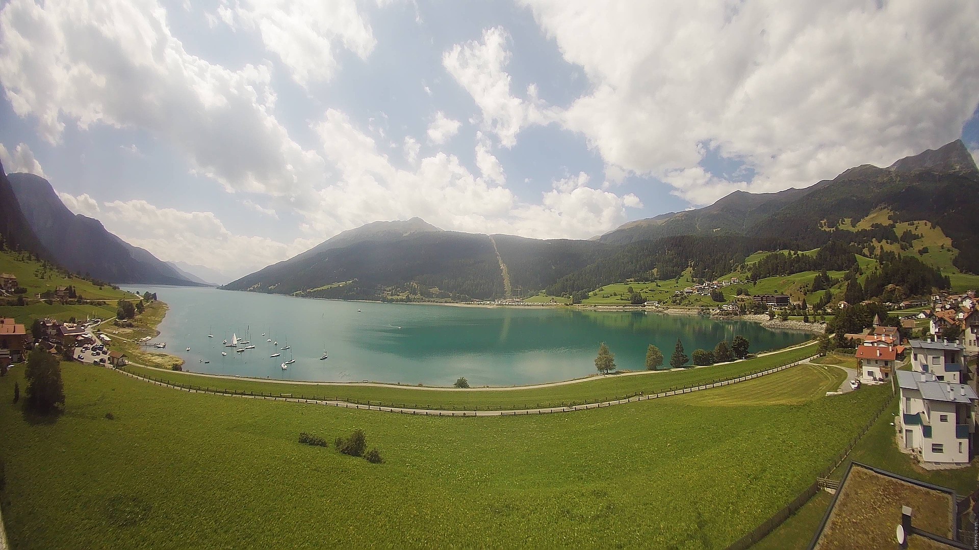 Archiv Foto Webcam Reschen - Blick auf den Reschensee