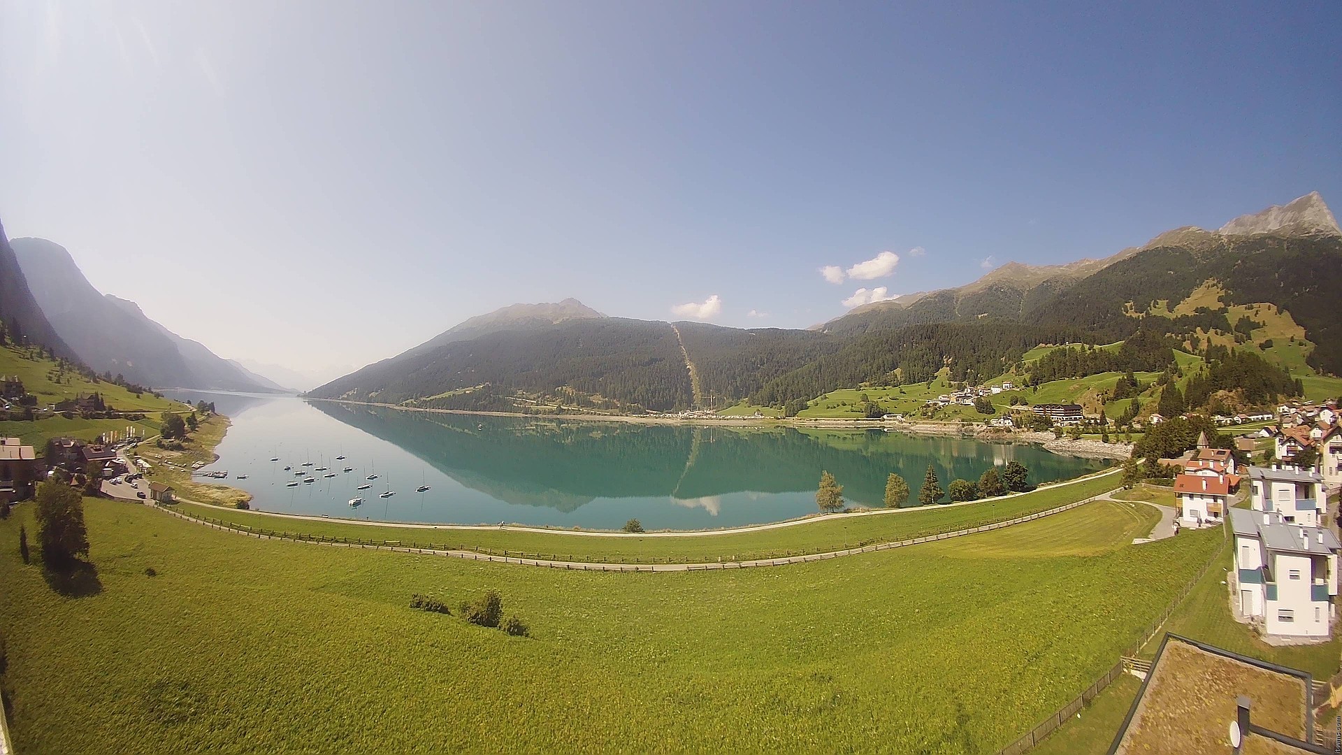 Archiv Foto Webcam Reschen - Blick auf den Reschensee