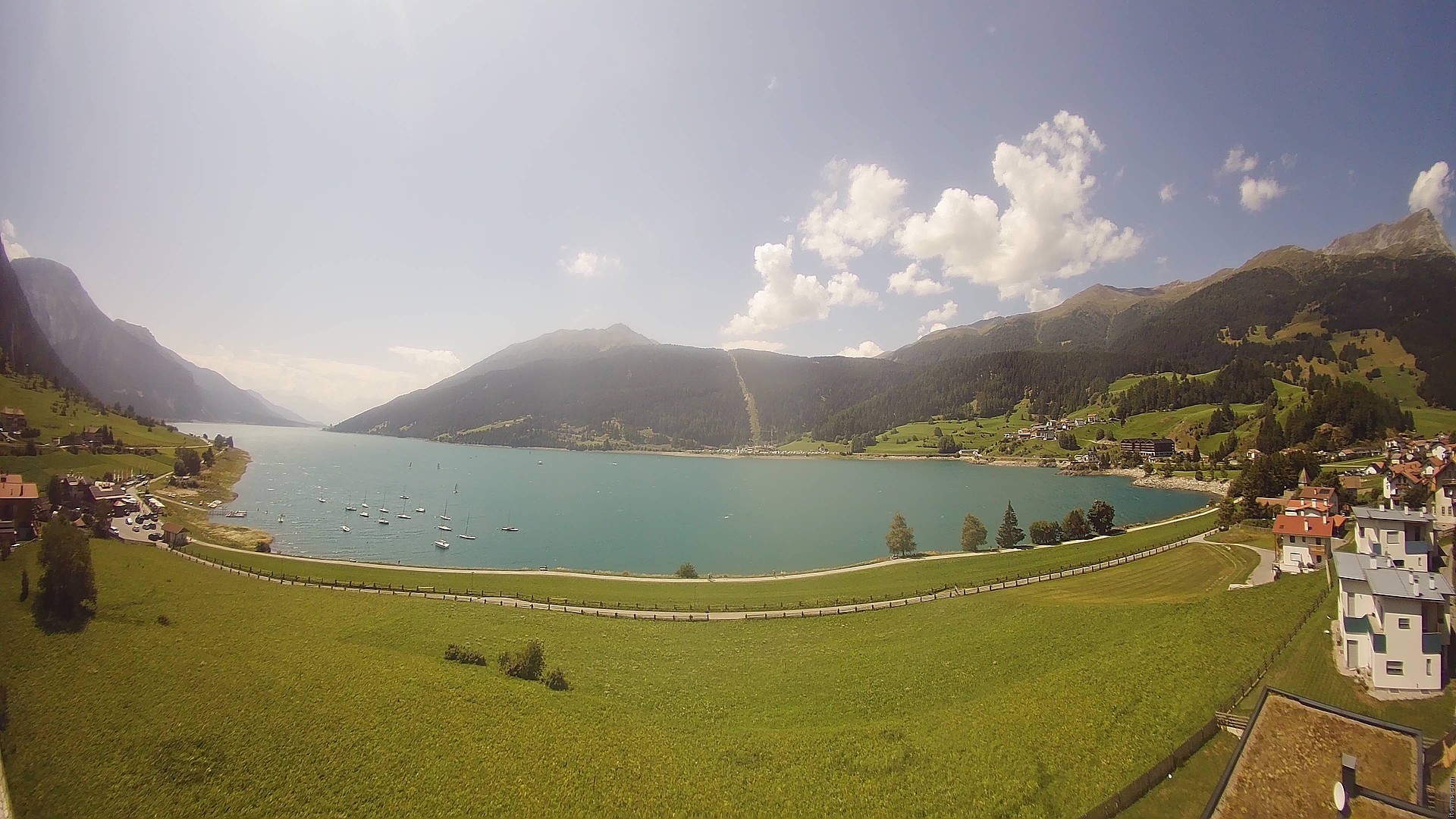 Archiv Foto Webcam Reschen - Blick auf den Reschensee