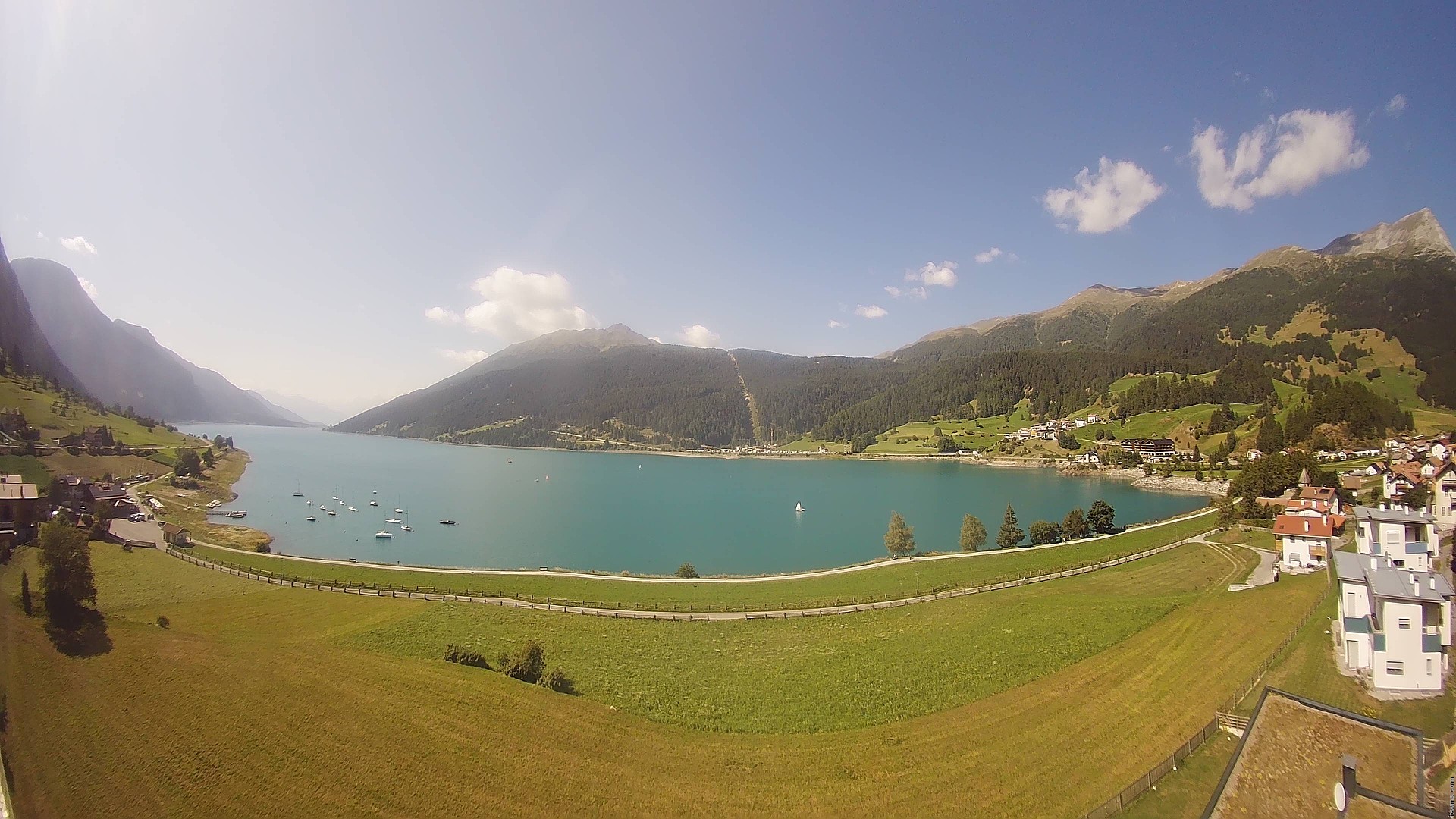 Archiv Foto Webcam Reschen - Blick auf den Reschensee