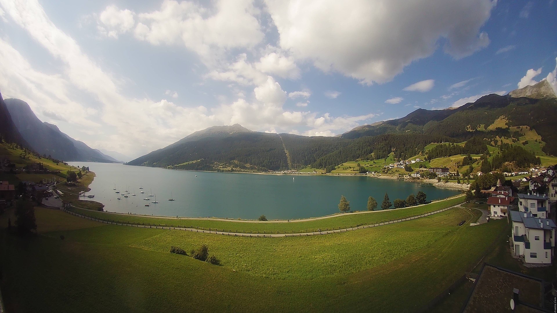Archiv Foto Webcam Reschen - Blick auf den Reschensee
