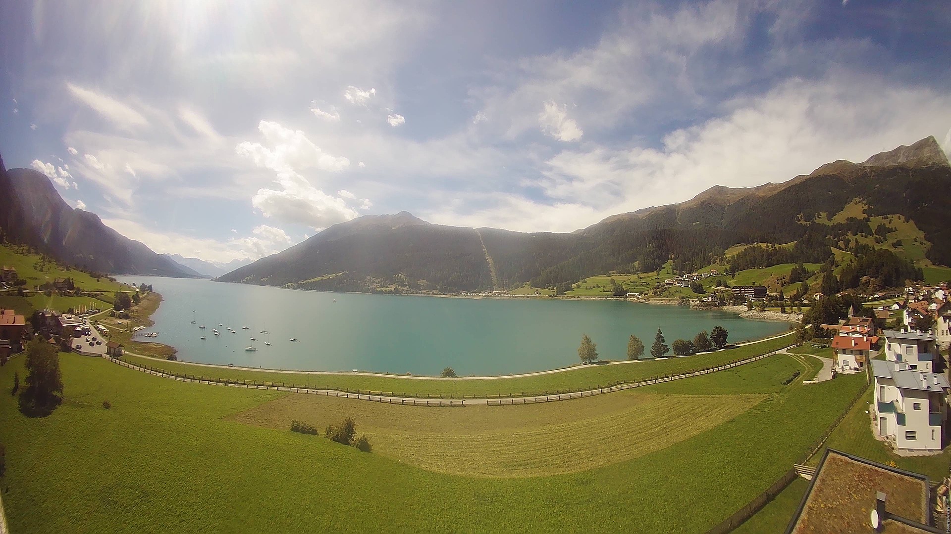 Archiv Foto Webcam Reschen - Blick auf den Reschensee