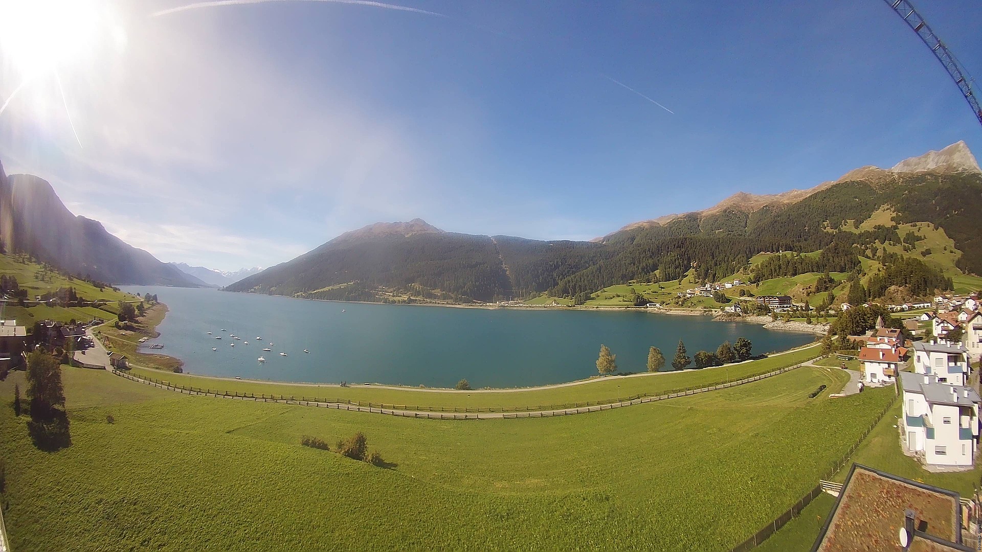 Archiv Foto Webcam Reschen - Blick auf den Reschensee
