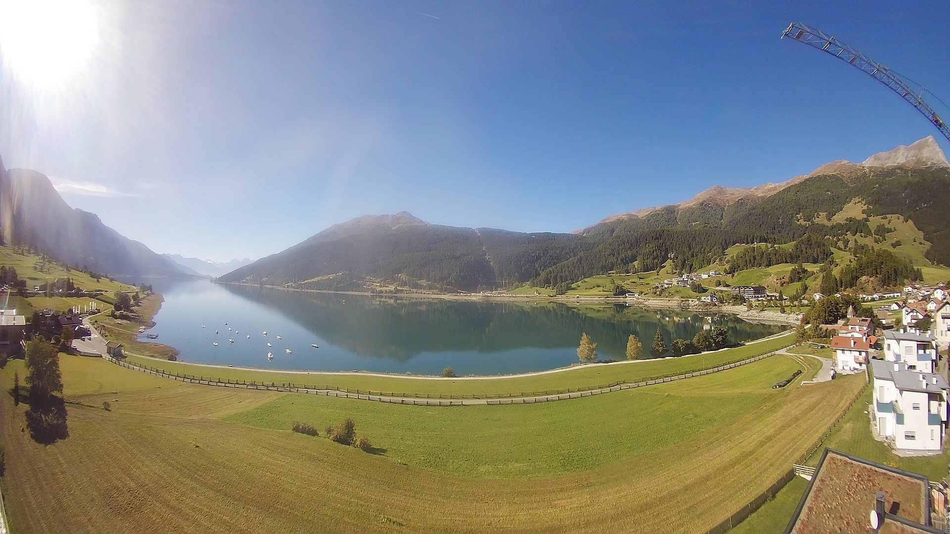 Archiv Foto Webcam Reschen - Blick auf den Reschensee