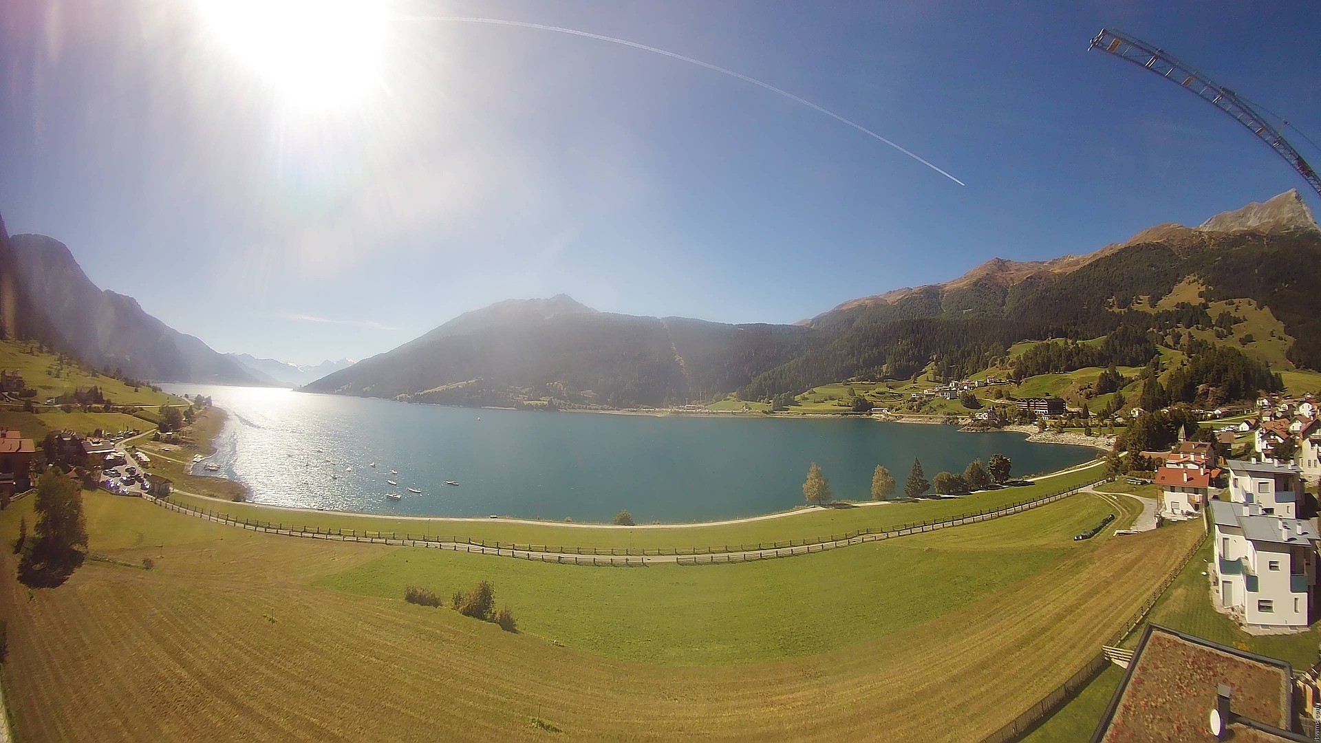 Archiv Foto Webcam Reschen - Blick auf den Reschensee
