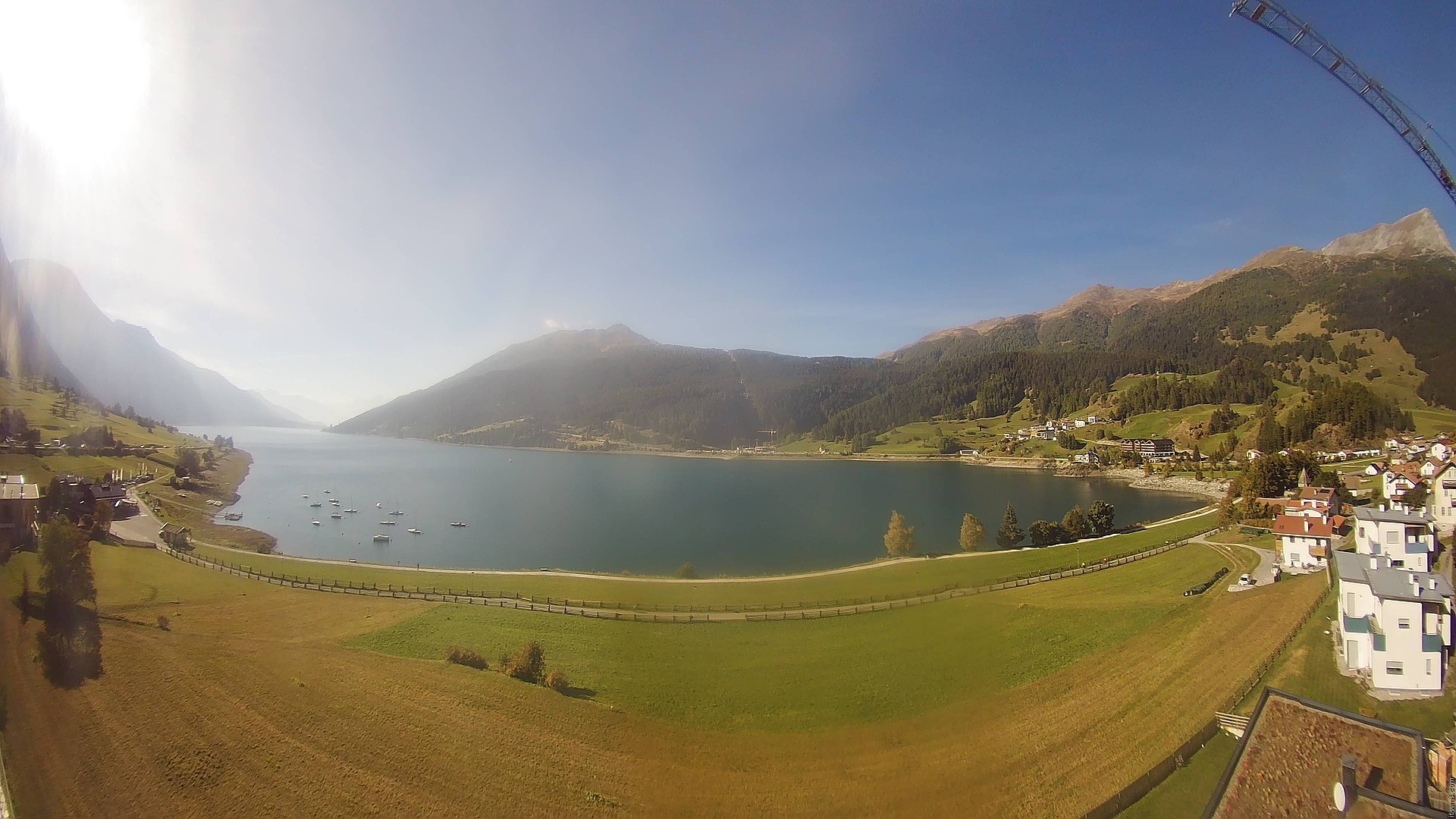Archiv Foto Webcam Reschen - Blick auf den Reschensee