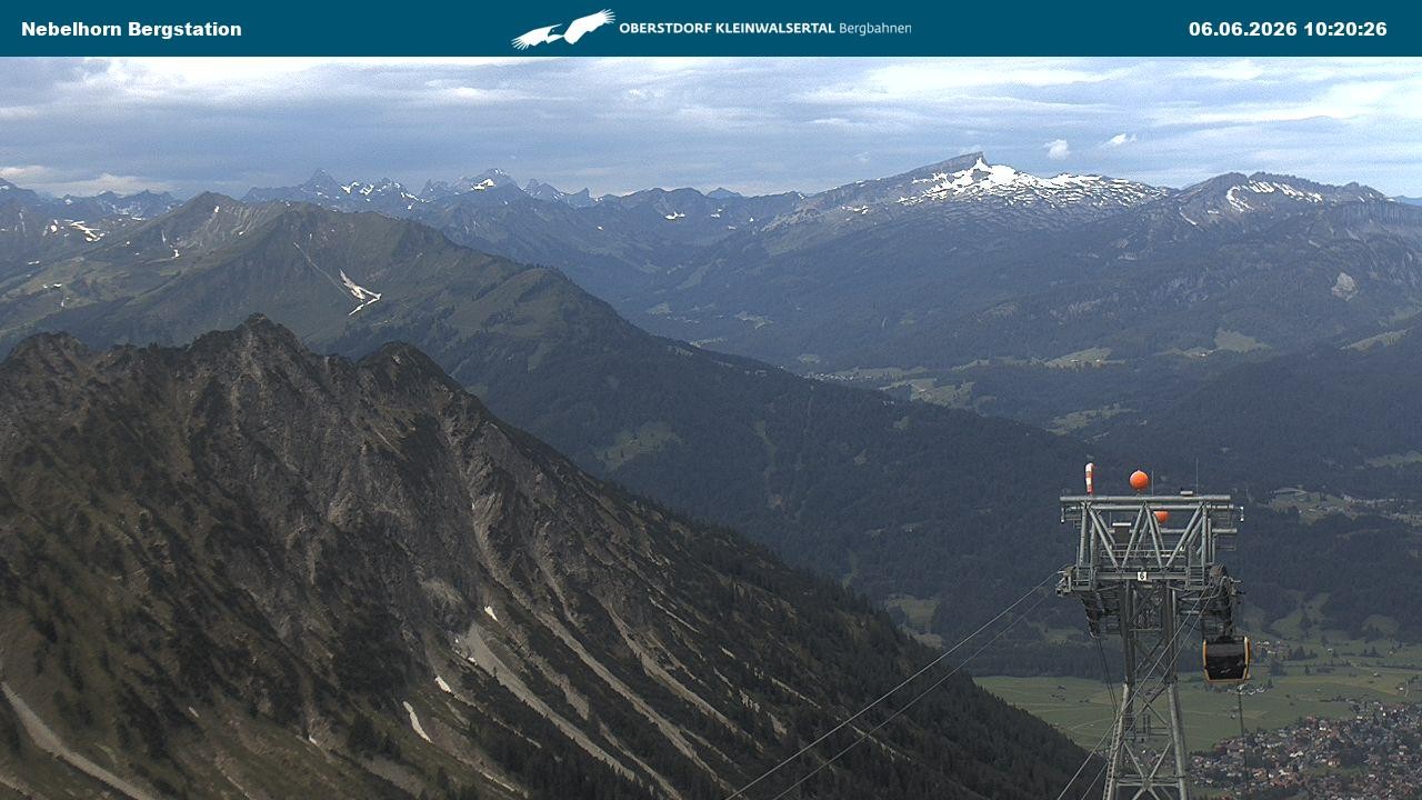 Archived image Webcam View from the "Höfatsblick" mountain station down the valley