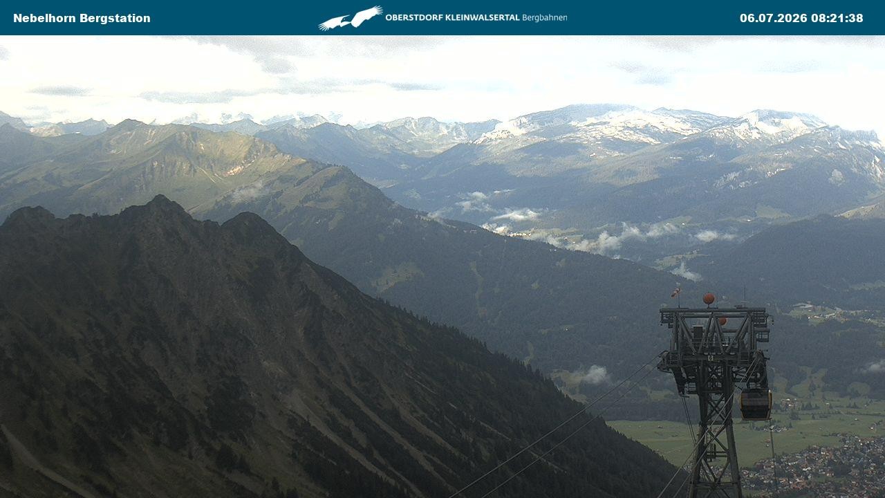Archived image Webcam View from the "Höfatsblick" mountain station down the valley