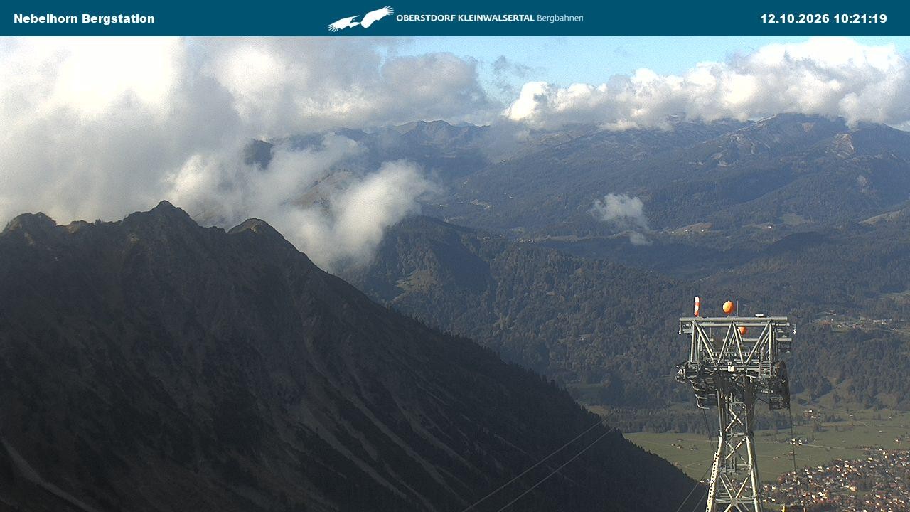 Archived image Webcam View from the "Höfatsblick" mountain station down the valley
