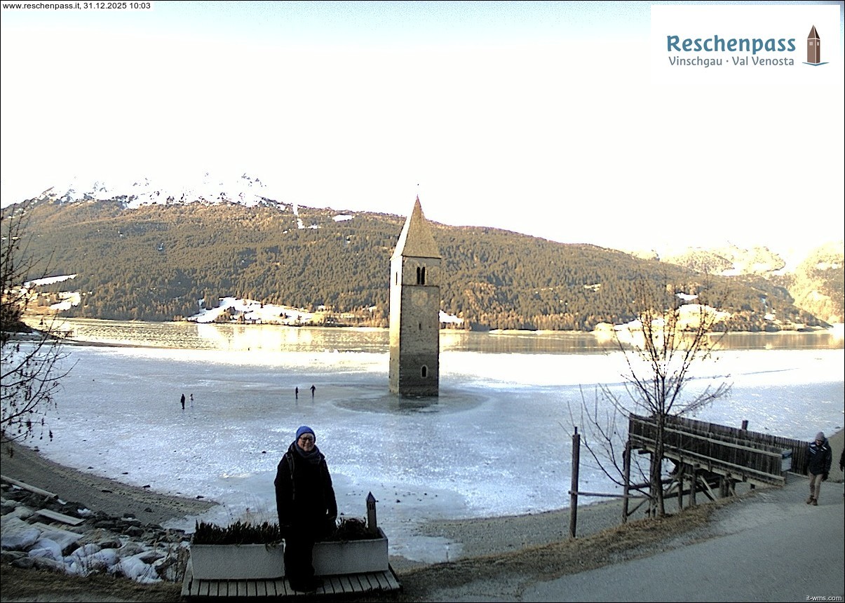 Archiv Foto Webcam Reschensee mit versunkenem Turm