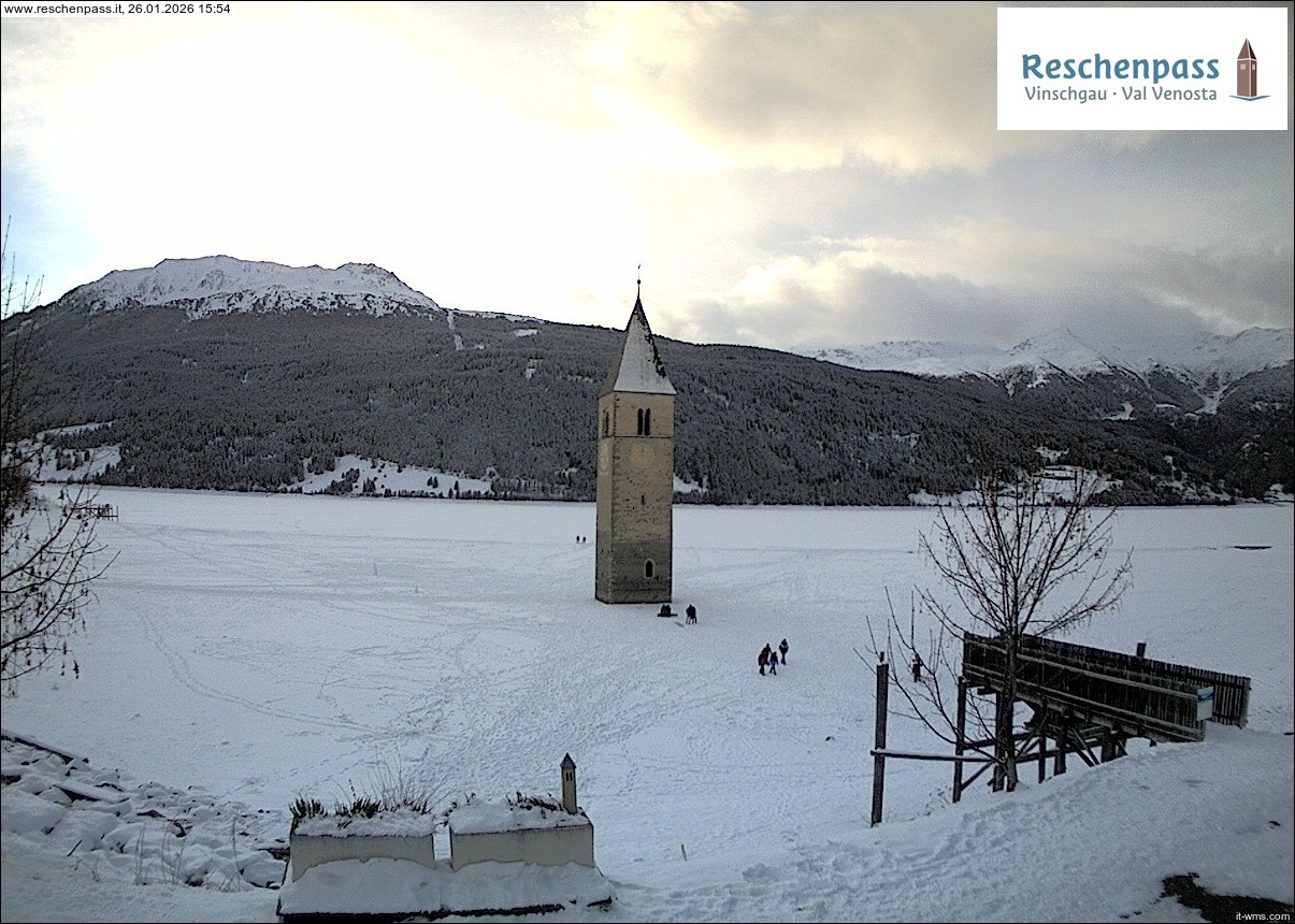 Archiv Foto Webcam Reschensee mit versunkenem Turm