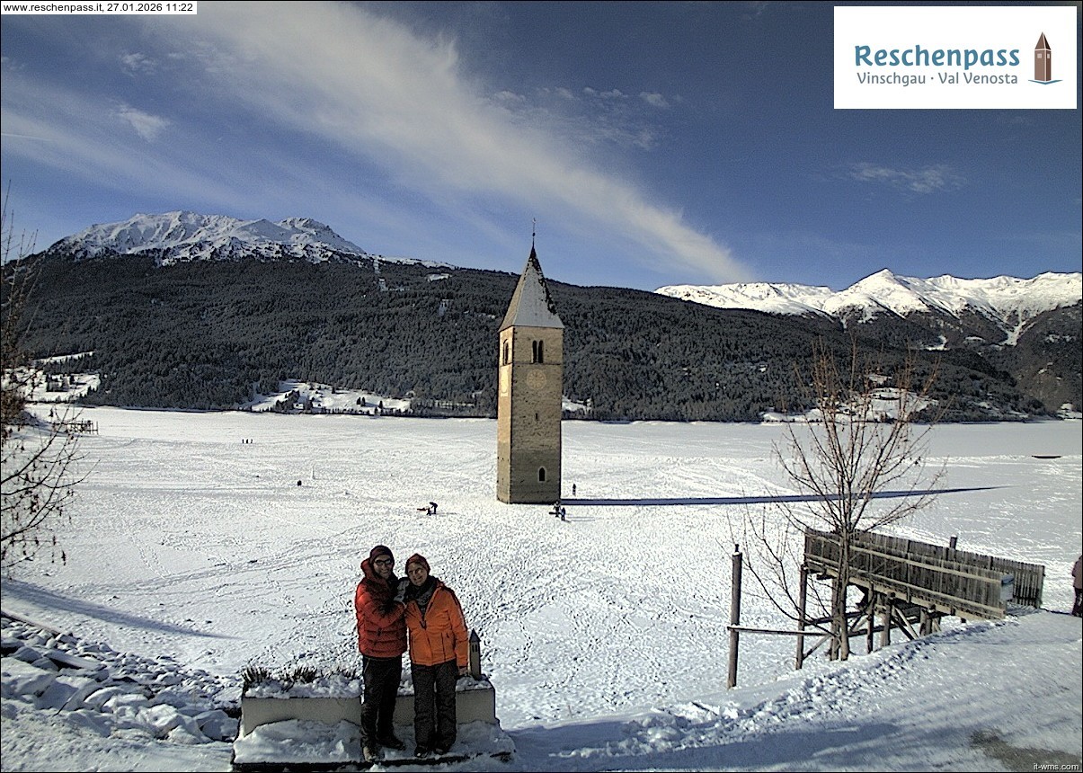 Archiv Foto Webcam Reschensee mit versunkenem Turm