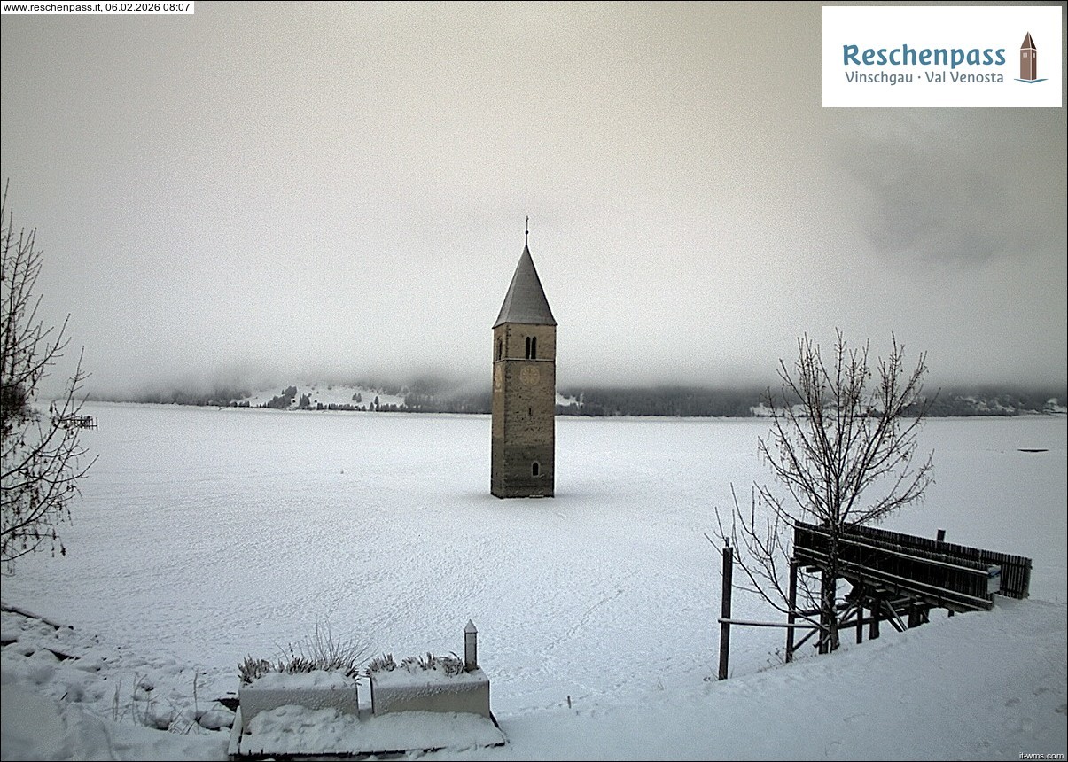 Archiv Foto Webcam Reschensee mit versunkenem Turm