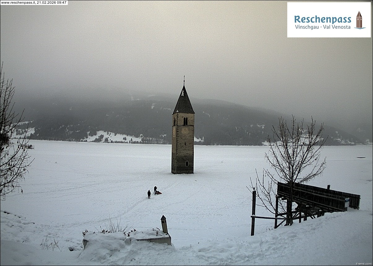 Archiv Foto Webcam Reschensee mit versunkenem Turm