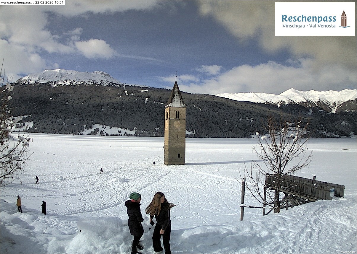 Archiv Foto Webcam Reschensee mit versunkenem Turm