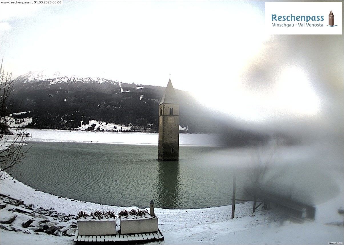 Archiv Foto Webcam Reschensee mit versunkenem Turm