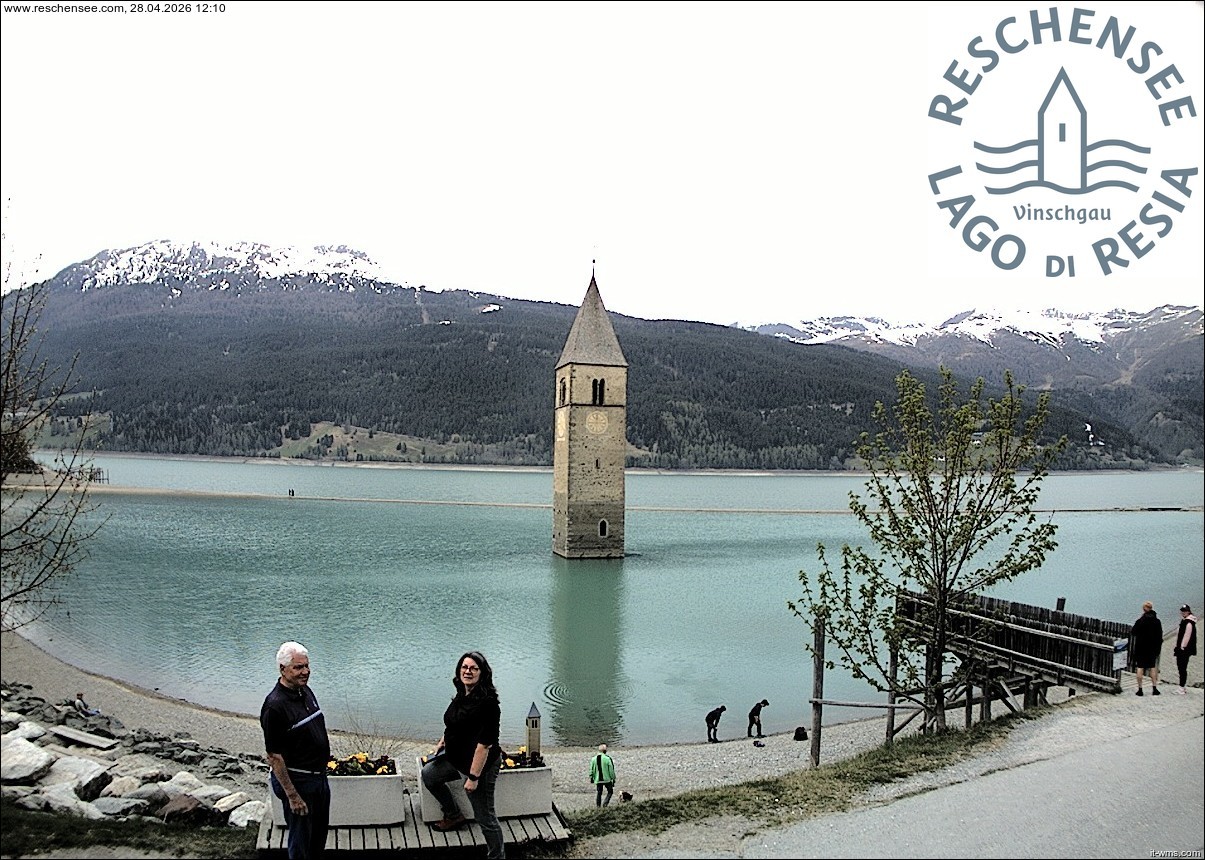 Archiv Foto Webcam Reschensee mit versunkenem Turm