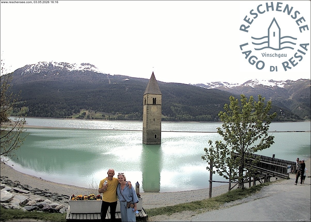 Archiv Foto Webcam Reschensee mit versunkenem Turm