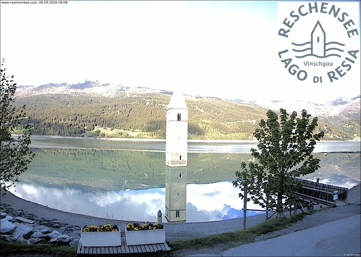 Archiv Foto Webcam Reschensee mit versunkenem Turm