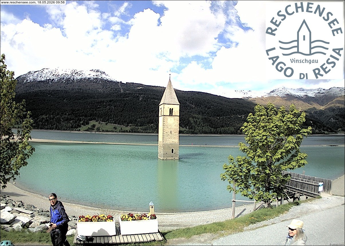Archiv Foto Webcam Reschensee mit versunkenem Turm